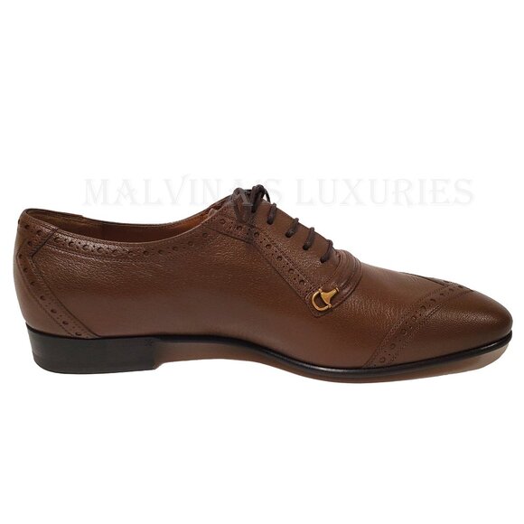 GUCCI SHOES MENS LACE-UP HALF HORSEBIT BROWN LEATHER sz 10 US 10.5 - Picture 9 of 15